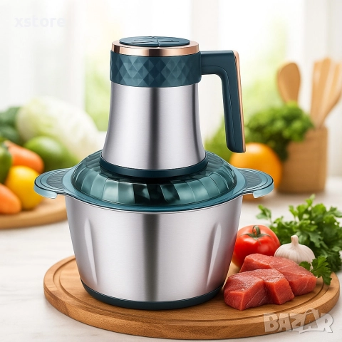 Многофункционален кухненски чопър Kitchen Expert 3L SUS 304 – бързо мели, реже и пюрира без усилие, снимка 4 - Други - 52697794