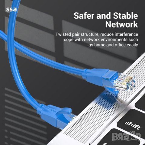 Vention Кабел LAN UTP Cat.6 Patch Cable - 1.5M Blue - IBELG, снимка 11 - Кабели и адаптери - 44231171