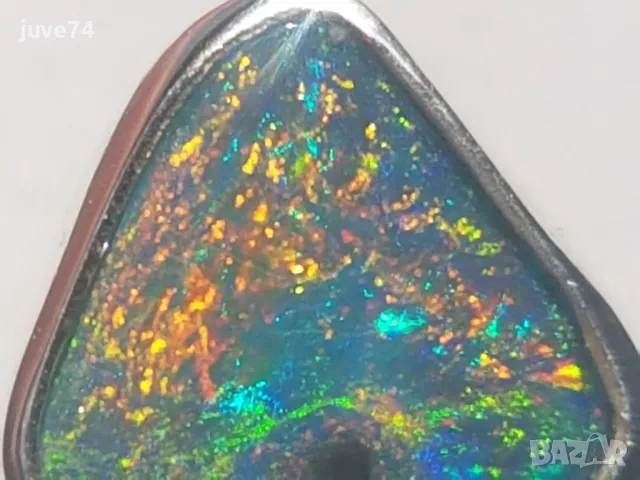 СРЕБЪРЕН ПРЪСТЕН С ЧЕРЕН ОПАЛ (АВСТРАЛИЯ) N3 B4, снимка 9 - Пръстени - 47575632