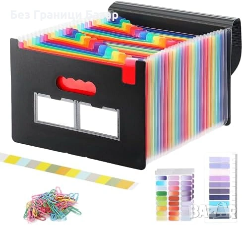 Нова удобна A4 акордеон папка 24 отделения водоустойчива PP за документи