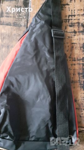 раница триъгълна от плътен промазан плат РР, тъмно синя и червена, снимка 4 - Раници - 34444498