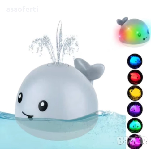 🐳 Детска Играчка за Баня „Кит“ – Пръска Вода, LED Светлини и Сензор за Включване, снимка 3 - За банята - 52646601