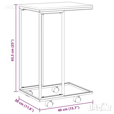 vidaXL Помощна маса с колелца черна 40x30x63,5 см инженерно дърво, снимка 8 - Маси - 56147180
