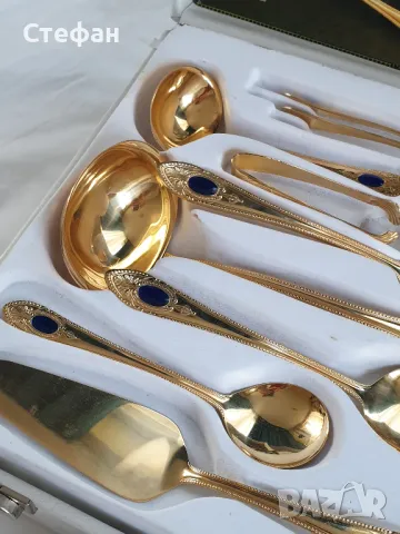Комплект позлатени прибори, снимка 3 - Антикварни и старинни предмети - 50310371