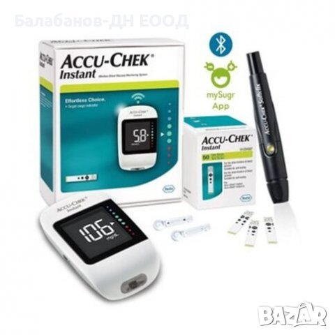 Глюкомер за измерване на кръвна захар Accu chek Instant +60 тест ленти
