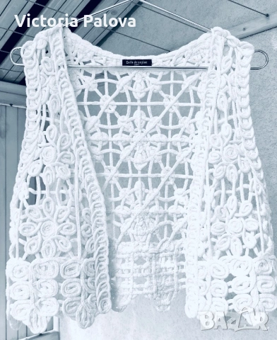 Елегантен Бял Crochet Елек от Drôle de Copine Paris, снимка 17 - Корсети, бюстиета, топове - 53740004