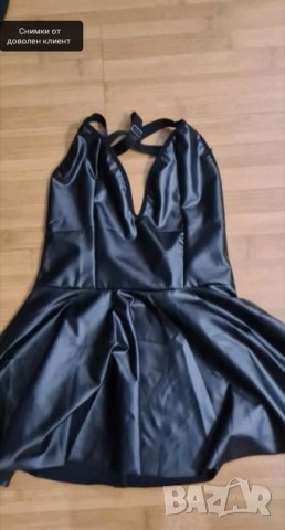 Еротично облекло секси кожена рокля с прашки, снимка 6 - Бельо - 44176724