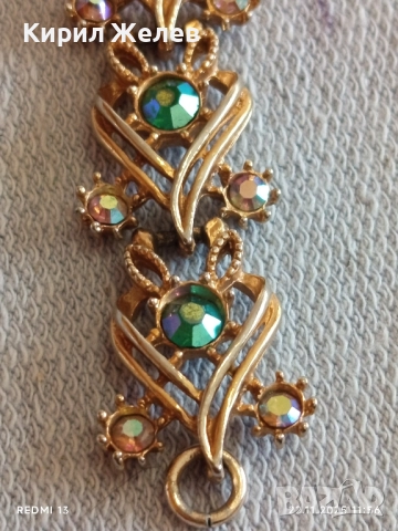 ДАМСКА ГРИВНА БОХЕМИЯ с ЗЕЛЕНИ КРИСТАЛИ с ЕФЕКТ на СЕВЕРНО СИЯНИЕ 51949, снимка 3 - Гривни - 52501231