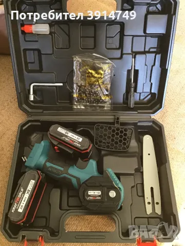 Немска акумулаторна верижна резачка / трион за клони; включени предпазител и ДВЕ батерии, 100% НОВА!, снимка 3 - Други инструменти - 49097428