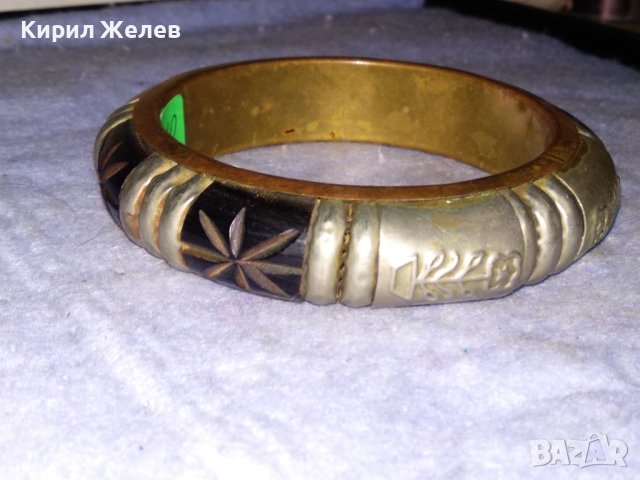 СТАРИННА БРОНЗОВА АЗИАТСКА ТРАДИЦИОННА ЕТНО ГРИВНА с РЕЗБОВАН РОГ и ПОСРЕБРЕНИ ЕЛЕМЕНТИ 73681, снимка 9 - Антикварни и старинни предмети - 41102343