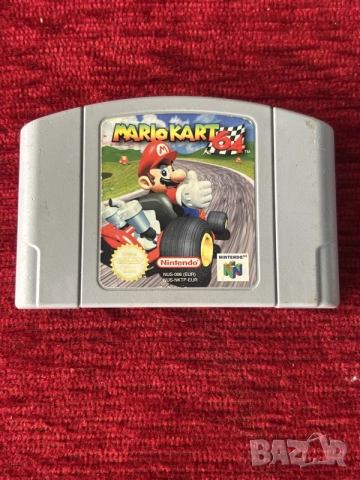 Mario Kart 64 за конзолата Nintendo 64 (N64), европейска PAL версия (код NUS-006 (EUR)