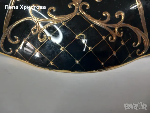 Голяма ръчно изрисувана фруктиера от чешки кристал, снимка 5 - Декорация за дома - 48421913