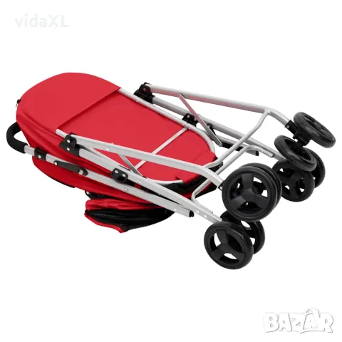 vidaXL Сгъваема количка за кучета, червена, 83x48x97 см, Оксфорд плат, снимка 6 - Други - 56146312