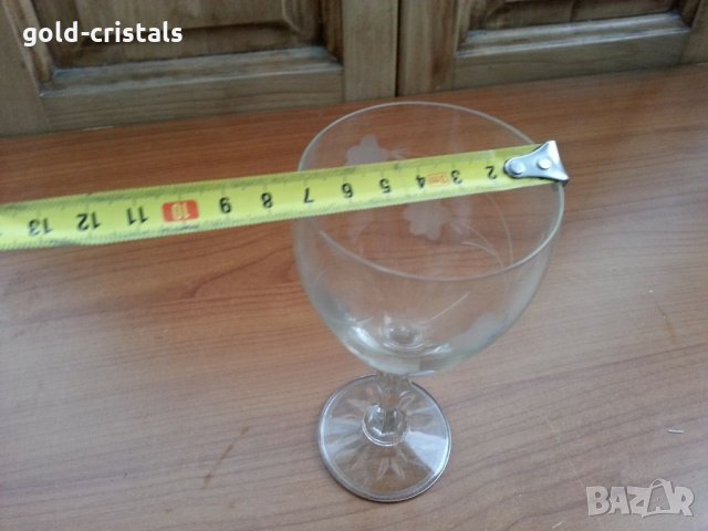 Ретро стъклени кристални чаши гравирани, снимка 5 - Антикварни и старинни предмети - 34478682