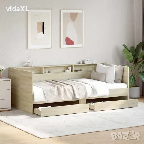 vidaXL Дневно легло с чекмеджета, без матрак, сонома дъб, 90x200 см, снимка 2 - Спални и легла - 56146952