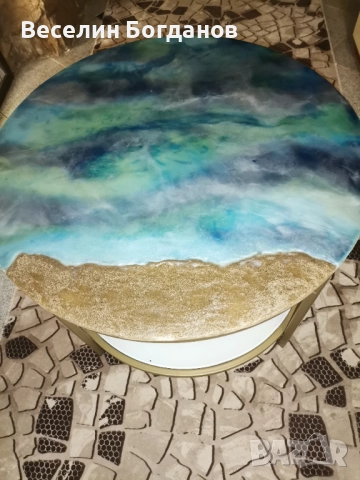 Холна масичка стъкло и епоксидна смола, снимка 4 - Маси - 52848907