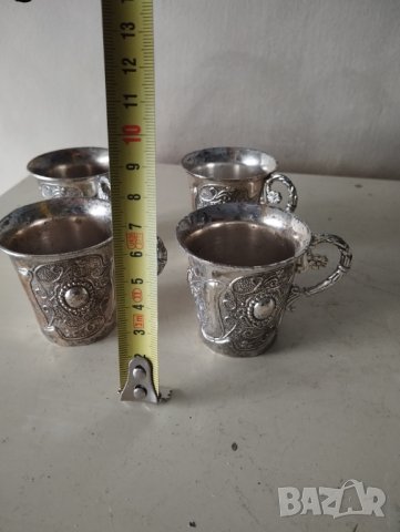 четири посребрени метални чаши-комплект, снимка 2 - Други ценни предмети - 41815472