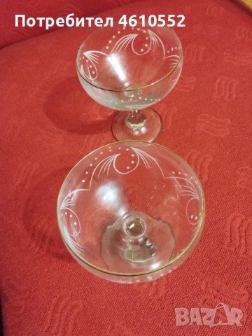 Стъклени чаши за шампанско с орнаменти , снимка 2 - Чаши - 51994756