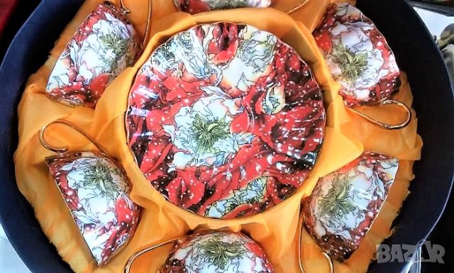 Комплект за кафе от фин, костен порцелан, снимка 3 - Подаръци за жени - 34809587