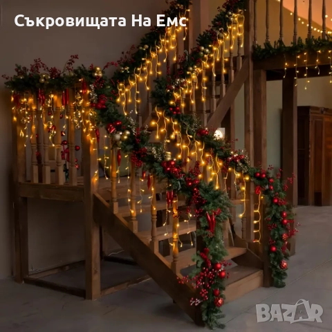 12метра Коледни Лампи Тип Завеса, Висящи Коледни Лампи