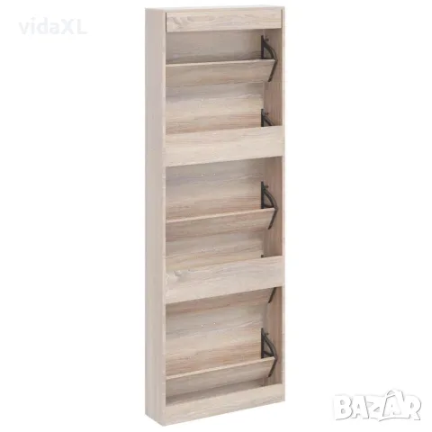 vidaXL Дървен шкаф за обувки с 5 отделения, дъб, снимка 6 - Шкафове - 56146362