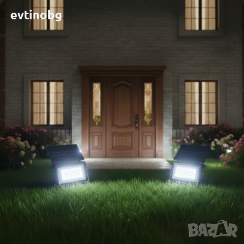 Соларна лампа COBA CB-LD180 (126 LED) —  мощен външен прожектор със сензор за здрач, IP67