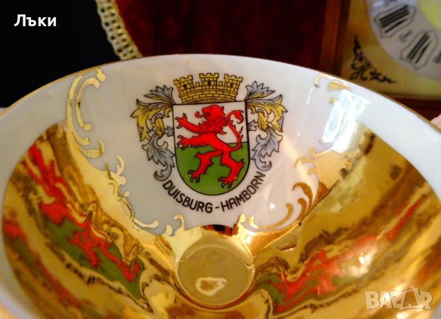 Чаша с чиния баварски порцелан 24 k Gold. , снимка 7 - Чаши - 42310243