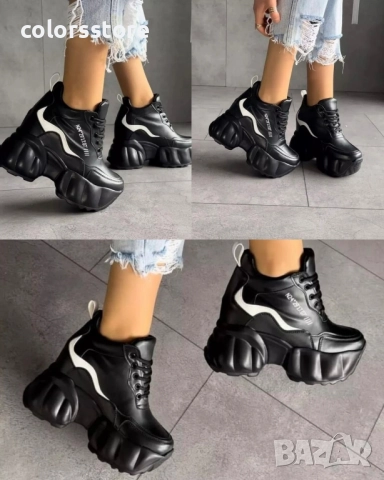 Кецове на платформа - черно с бяло - PA200 