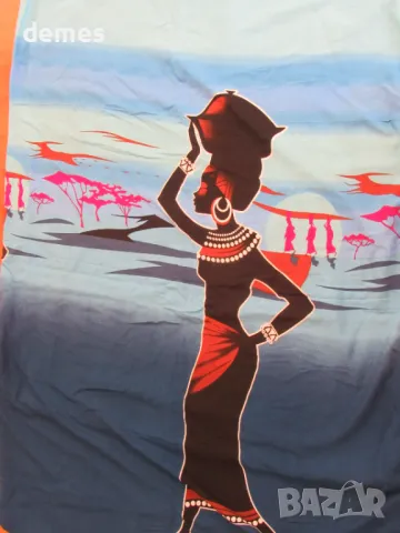 Класически етиопски шал син цвят с щампа-GABI, снимка 6 - Колекции - 50099183