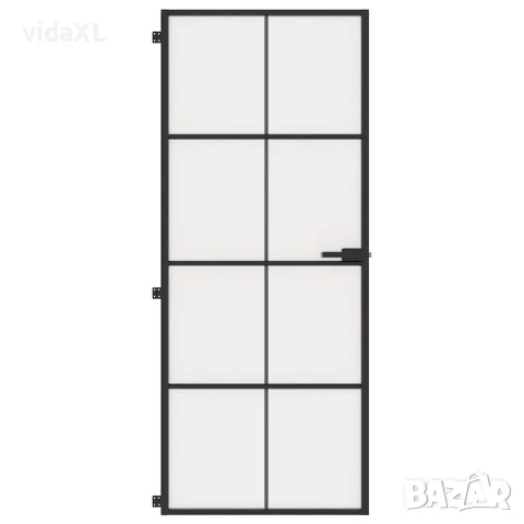 vidaXL Интериорна врата черна 83x201,5 см закалено стъкло и алуминий, снимка 3 - Входни врати - 56146178