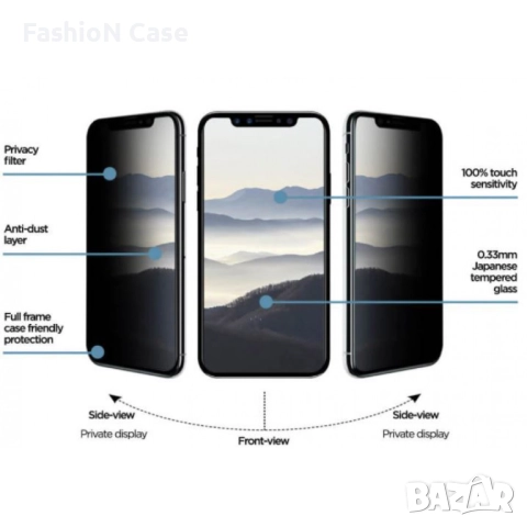 Iphone 17 Стъклен протектор PRIVACY, снимка 2 - Фолия, протектори - 52730575