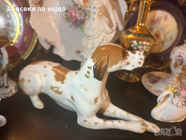 Lomonosov USSR Circa 1950 porcelain English Pointer dog - изящен и огромен сетер Код P1681, снимка 3 - Антикварни и старинни предмети - 52941748