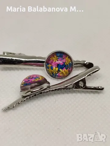 Бижута от епоксидна смола и естествени цветя., снимка 13 - Бижутерийни комплекти - 48660169