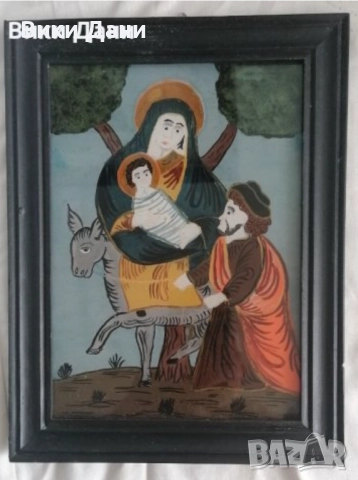 стъклописи дървена рамка 1980, снимка 8 - Картини - 42782543