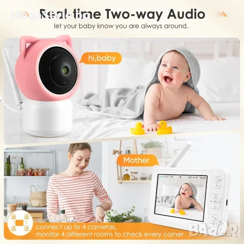 Бебефон с 1080P HD Камера и 5" Дисплей Sunowl – Безопасност без WiFi, снимка 2 - Бебефони - 55959086