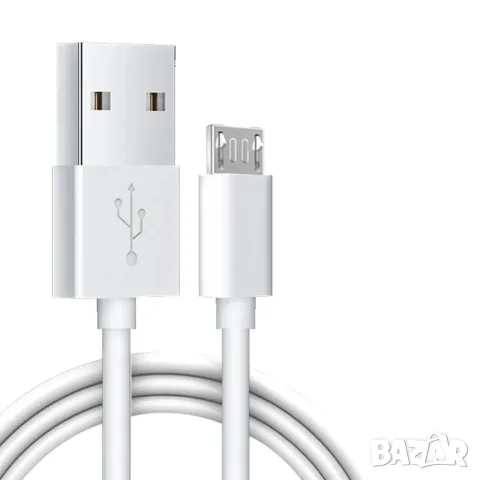 Micro USB кабел 1TECH JYS-003M, 5A, 1 м, USB-A, за зареждане и данни, бял