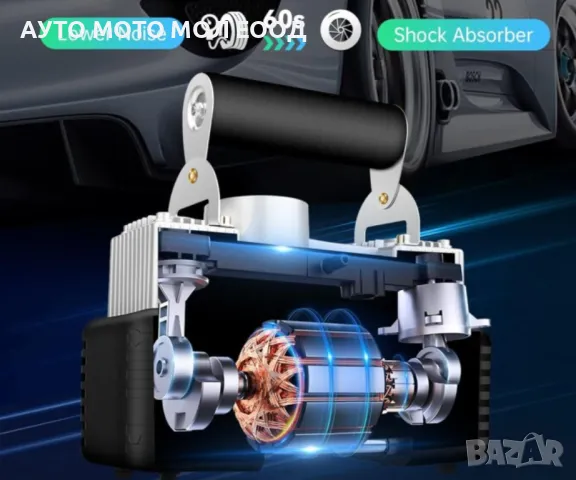 Двуцилиндров компресор за гуми с маркуч за въздух и инструменти., снимка 3 - Аксесоари и консумативи - 49914895