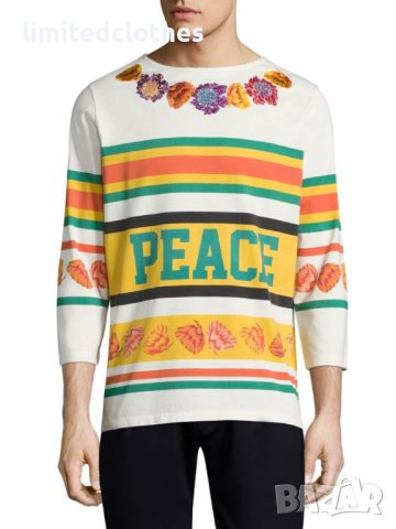 Paul Smith Embroidered Floral Peace Hockey Мъжка Блуза тип Пуловер size S, снимка 1 - Блузи - 42206569