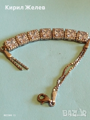 Сребърна тенис гривна с циркониеви камъни елегантен дизайн 52427, снимка 6 - Гривни - 52625225