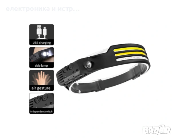 LED челник, 3W, 200lm, 1200mAh, USB зареждане , снимка 2 - Други - 53244495