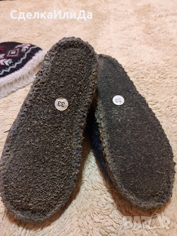 Детски пантофки вълнени 33н и Шапка , снимка 3 - Детски пантофи - 53155351