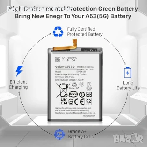 Нова 6200mAh Батерия EB-BA336ABY за Samsung Galaxy A53 5G A536 смартфон, снимка 5 - Резервни части за телефони - 53694214