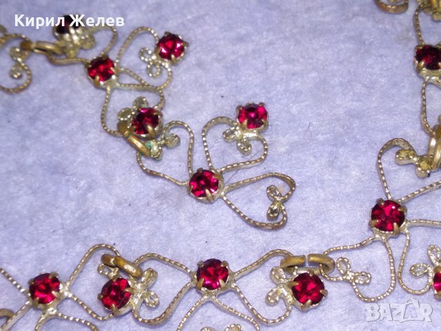 СТАРИННА БРОНЗОВА ПОСРЕБРЕНА АРТ НУВО ОГЪРЛИЦА с ФАСЕТИРАН ГРАНАТ РЪЧНА ФИЛИГРАННА ИЗРАБОТКА 38456, снимка 11 - Антикварни и старинни предмети - 41395958