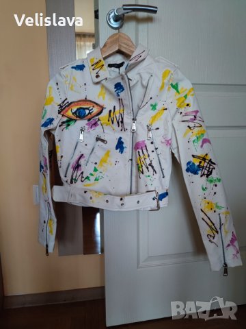 Еко кожа яке с ръчно рисувани елементи