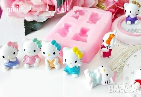 4 Коте Кити Hello Kitty силиконов молд форма фондан шоколад гипс кубчета с имена силиконов молд , снимка 2 - Форми - 40771909