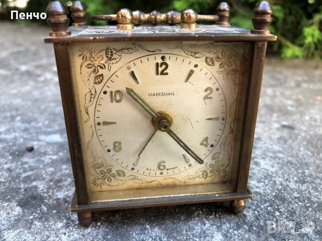 стар бронзов часовник "MARKSMAN" - WEST GERMANY - МИНИ, снимка 3 - Антикварни и старинни предмети - 41411409