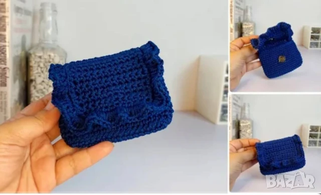 Плетена малка чантичка Цвят по избор   , снимка 4 - Чанти - 51172506