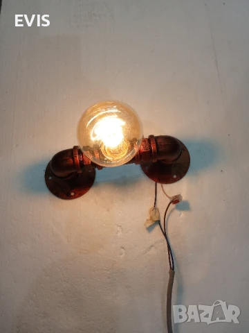 Винтидж индустриален аплик от тръби - месинг НАМАЛЕН