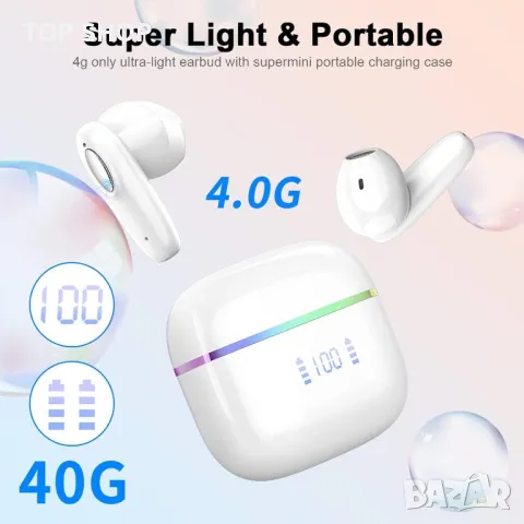 Безжични слушалки Bluetooth 5.3, 4 ENC микрофона, бели, T19, снимка 8 - Безжични слушалки - 49445233