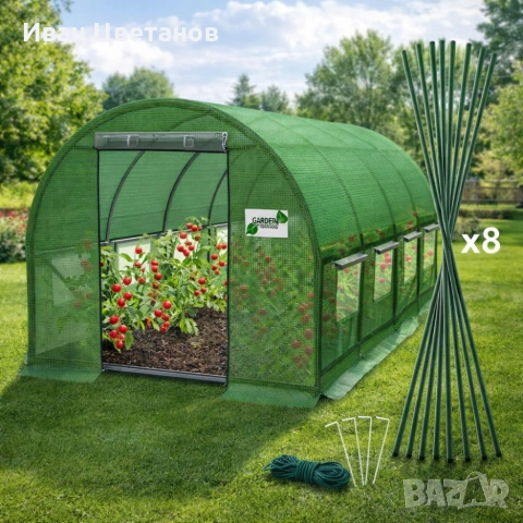 Градиснка оранжерия със стабилна конструкция - перфектен микроклимат за вашите растения - 6 х 3 х 2м